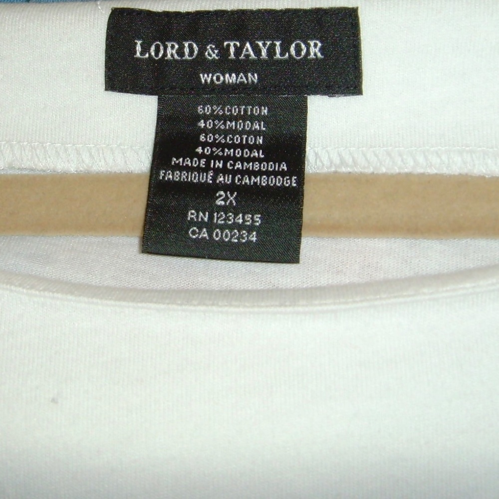 Lord & Taylor Woman White Cotton Tunic Pullover - BRAND NEW - Picture 5 of 7